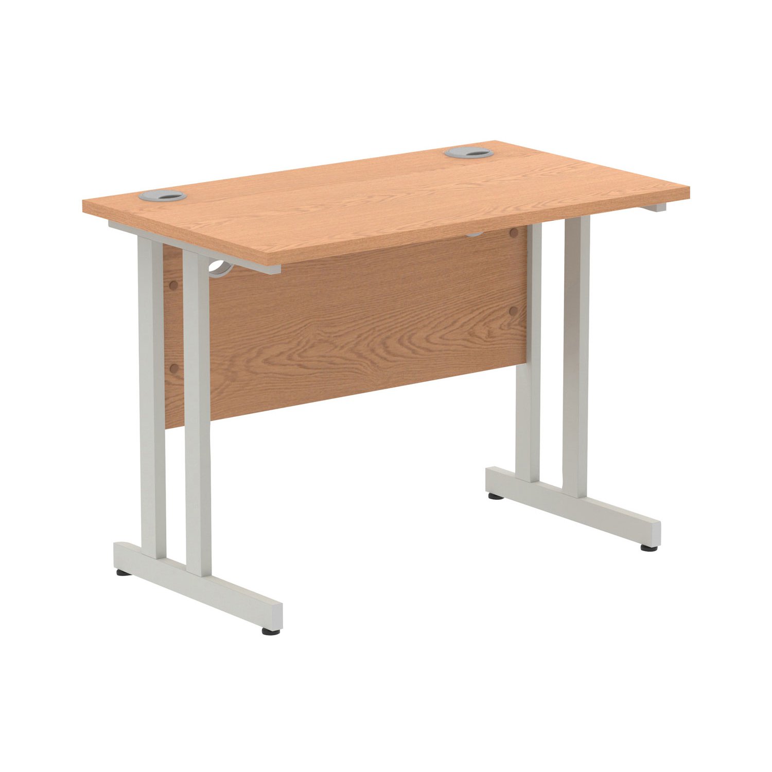 Vitali C-Leg Narrow Rectangular Desk (Silver Legs), 100wx60dx73h (cm), Oak