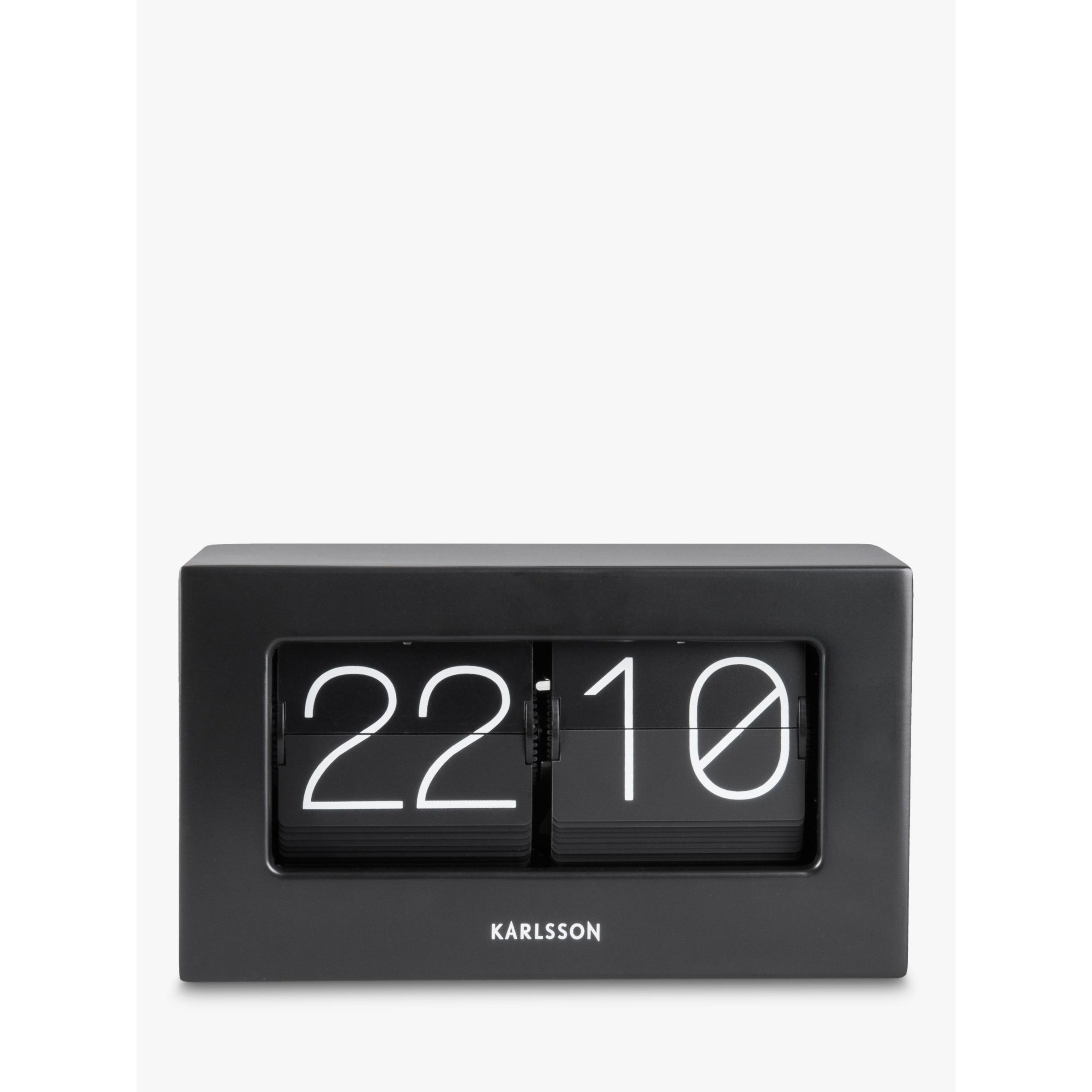 Karlsson Boxed Flip Rubber Wood Table Clock, Black by John Lewis