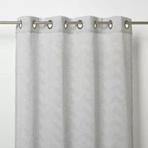 GoodHome Cormack Grey Herringbone Unlined Eyelet Voile Curtain (W)140Cm (L)260Cm, Single