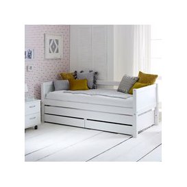 Nordic Kids Day Bed with Trundle Bed & Drawers in White