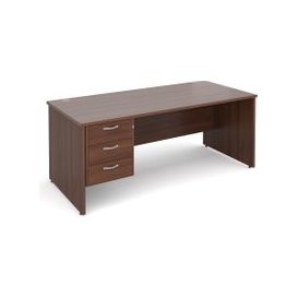 Value Line Deluxe Panel End Clerical Desk With 3 Drawers, 180wx80dx73h (cm), Walnut
