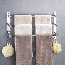 Towel Rail Chrome 3-Tier Bath Towel Rack With Hooks SUS 304 Stainless Steel Wall Mounted Towel Holder Towel Bar Rail For Kitchen Bathroom Toilet Hotel