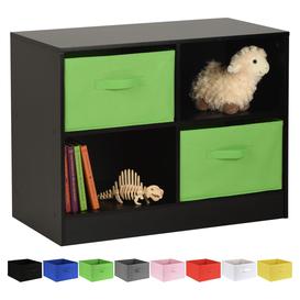 Hartleys Black 4 Cube Kids Storage Unit & 2 Handled Box Drawers - Green