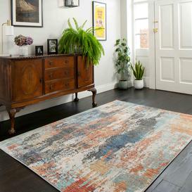 Soft Abstract Distressed Multicolour Living Room Rug - Moore - Osbourne - 60cm x 110cm