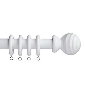 image-Argos Home 2.4m Grooved Ball Wooden Curtain Pole - White