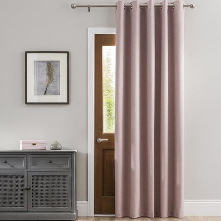 Luna Brushed Blush Blackout Eyelet Door Curtain Blush Pink