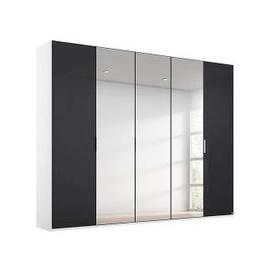 Rauch - Formes Glass 5 Door Hinged Wardrobe with 3 Mirrors - White/Basalt Front