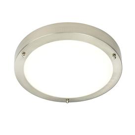 Saxby 54675 Portico LED Nickel and Frosted Glass Ceiling Flush Light IP44