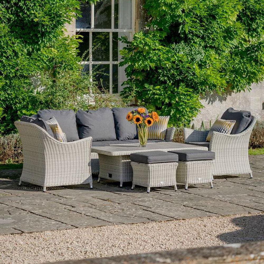 Bramblecrest Monterey 3 Seat Outdoor Sofa Set With Ceramic Dining Table - Dove Grey