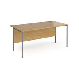 image-Value Line Classic+ Rectangular H-Leg Desk (Graphite Leg), 100wx80dx73h (cm), Oak