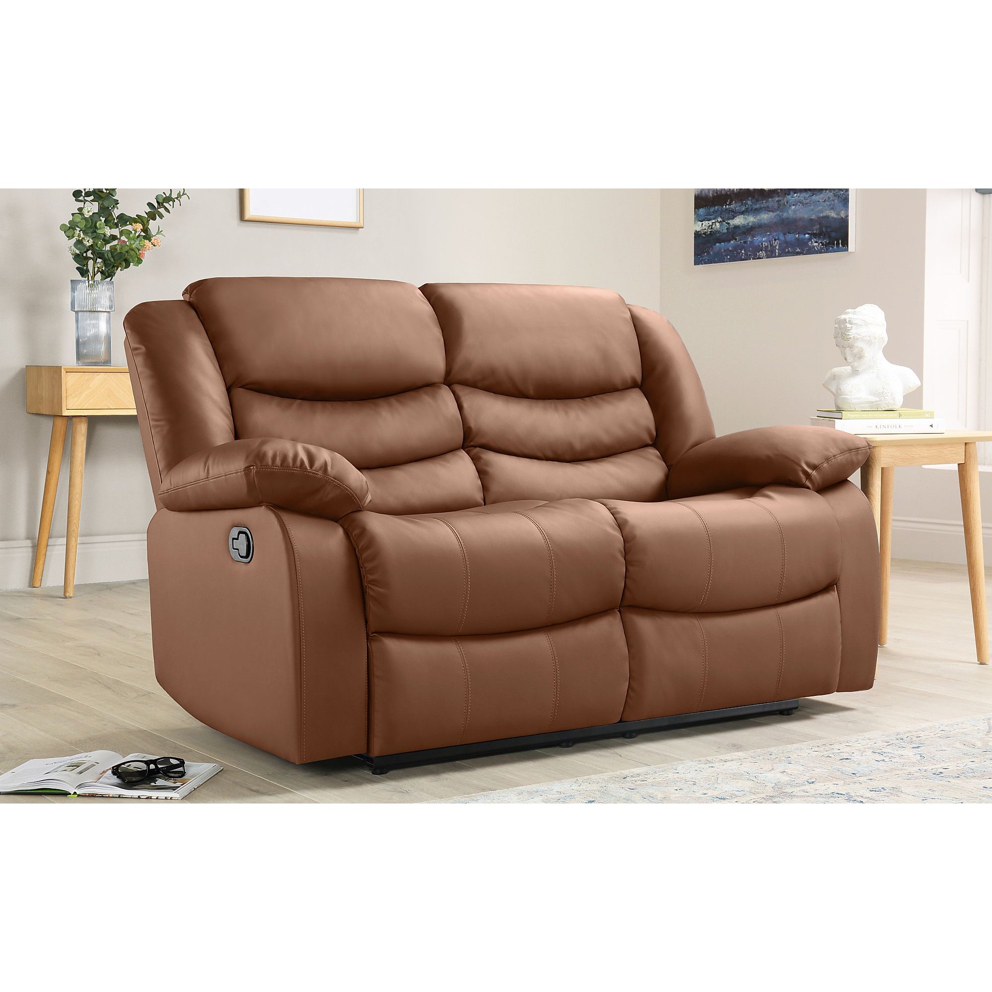 Sorrento Tan Leather 2 Seater Recliner Sofa by Furniture and Choice ...