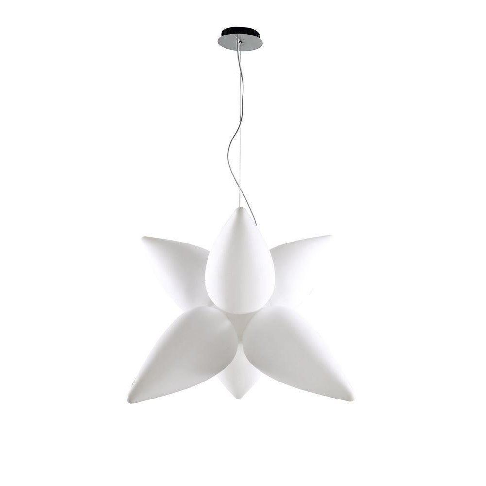 Mantra M1492 Palma 6 Light Outdoor Ceiling Pendant In Matt And Opal White