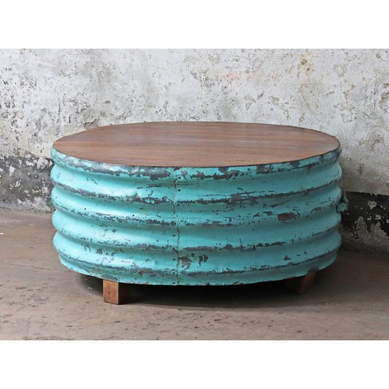 Upcycled Metal Coffee Table - Turquoise  Other