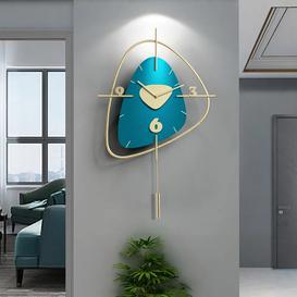 Dark Green Creative Scandinavian Wall Clock Metal Pendulum Home Clock