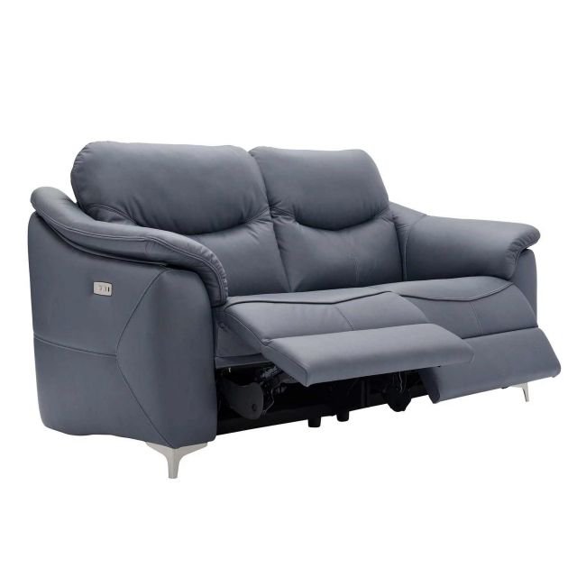 G Plan Jackson Leather 3 Seat Power Double Recliner W/Usb