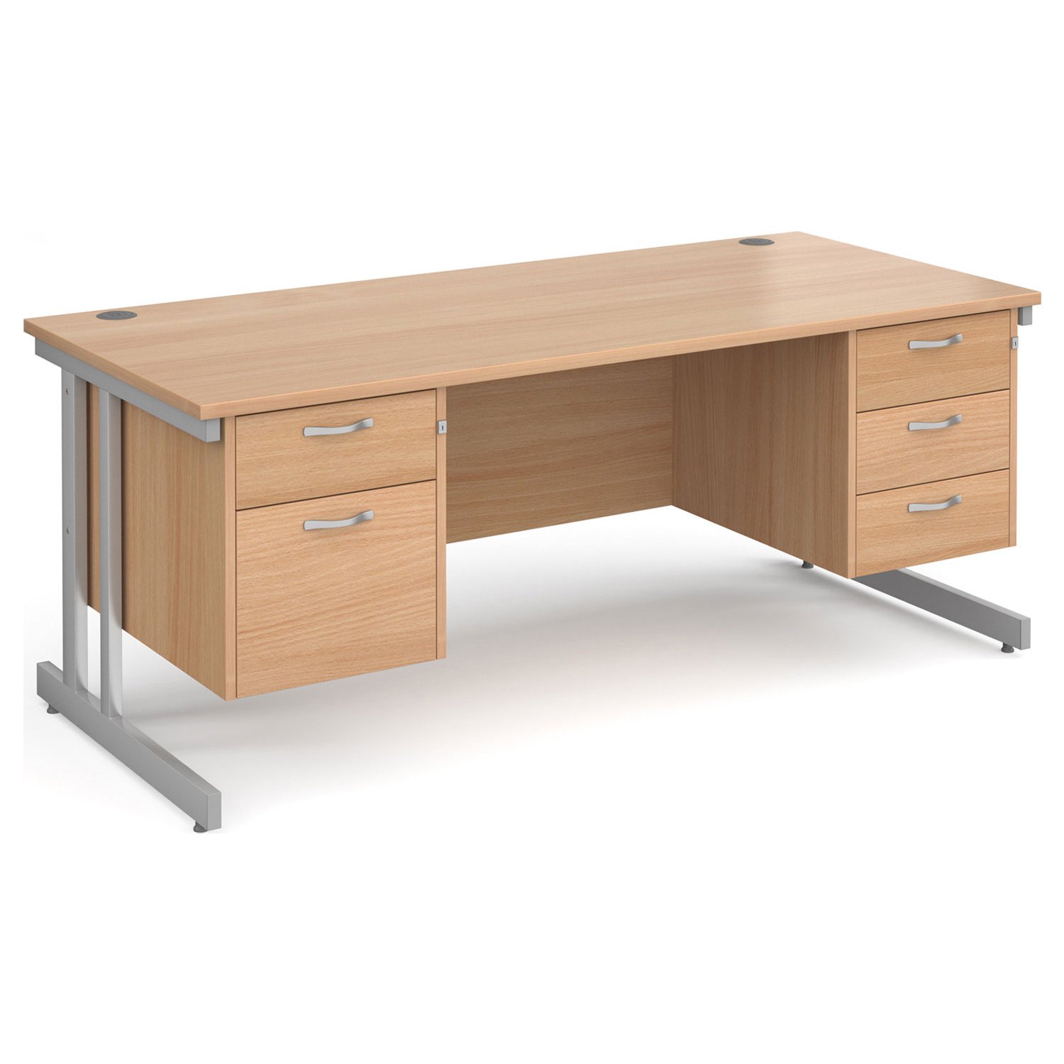 All Beech Double C-Leg Executive Desk 2+3 Drawers , 180wx80dx73h (cm)