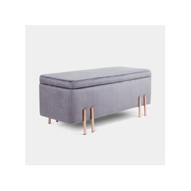 Grey Velvet Storage Ottoman Bench