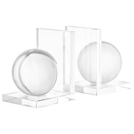 Solid Glass Ball Bookends - Clear