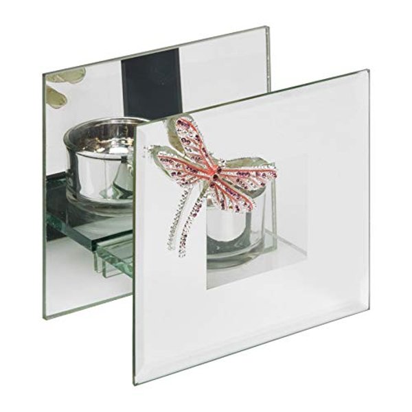 Sophia Pink Crystal Dragonfly Glass Tealight Holder