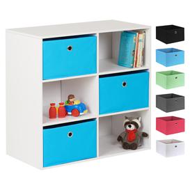 Hartleys White 6 Cube Kids Storage Unit & 3 Easy Grasp Box Drawers - Blue