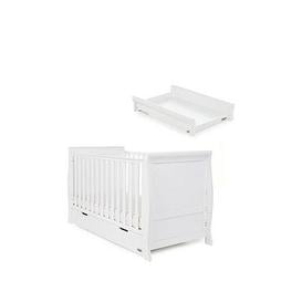 Obaby Stamford Classic Sleigh Cot Bed &amp Cot Top Changer, Grey