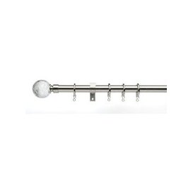 Universal Satin Steel Curtain Pole With Crack Glass Finials 16/19m