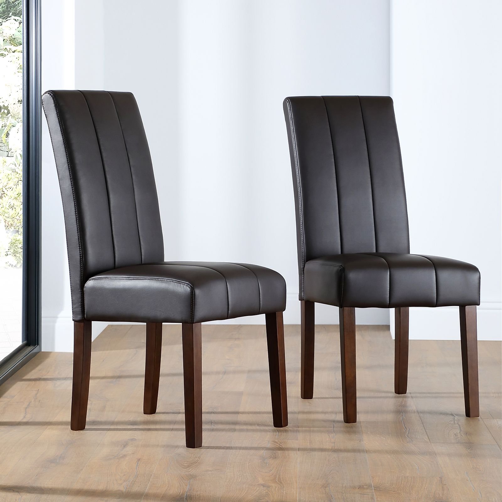 Carrick Brown Leather Dining Chair (Dark Leg)