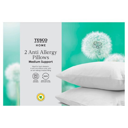Tesco Anti Allergy Pillow 2 Pack (Medium)