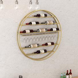 Modern Metal Black Round Wine Stand Wall Mounted Wine Stand Glass Stand