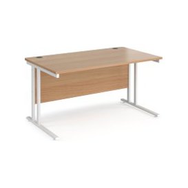 Value Line Deluxe C-Leg Rectangular Desk (White Legs), 140wx80dx73h (cm), Beech