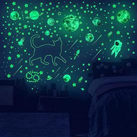 849Pcs Glow in The Dark Stars Wall Decals, ZONITOK Peel and Stick Ceiling Luminous Outer Space Wall Stickers, Astronaut Spaceman Wall Decor for Kids Boys Baby Bedroom Living Room Nursery Decoration - Brand New