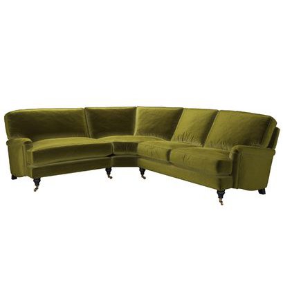 Bluebell Asym. Crn: LHF Loveseat w RHF 2 Seat in Olive Cotton Matt Velvet - sofa.com