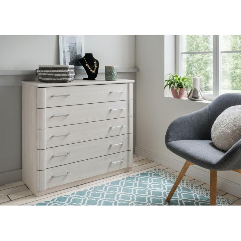 Wiemann Luxor 3+4 3 Drawer Narrow Bedside in Polar Larch by