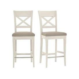 Furnitureland - Annecy Pair of Faux NC Leather Cross Back Bar Stools - Grey