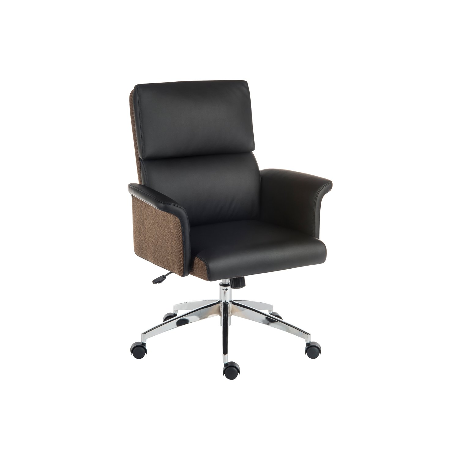 Panache Medium Back Executive Leather Look Chair Black, Black
