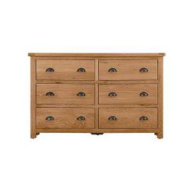 Atlantic 6 Drawer Wide Chest of Drawers - Oak