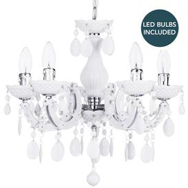 image-Marie Therese 5 Light Dual Mount Chandelier - White with LED Bulbs
