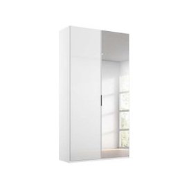 Rauch - Formes Glass 2 Door Hinged Wardrobe with 1 Mirror - White/White Front