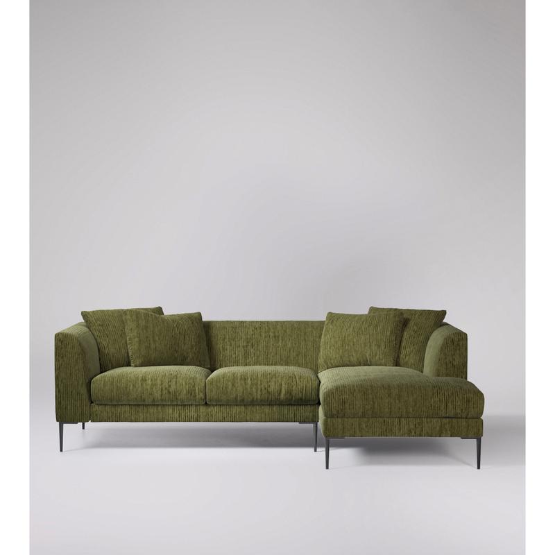 Swoon Alena RightHand Corner Sofa Green Cord by Swoon