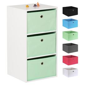 Hartleys White 3 Cube Kids Storage Unit & 3 Easy Grasp Box Drawers - Mint