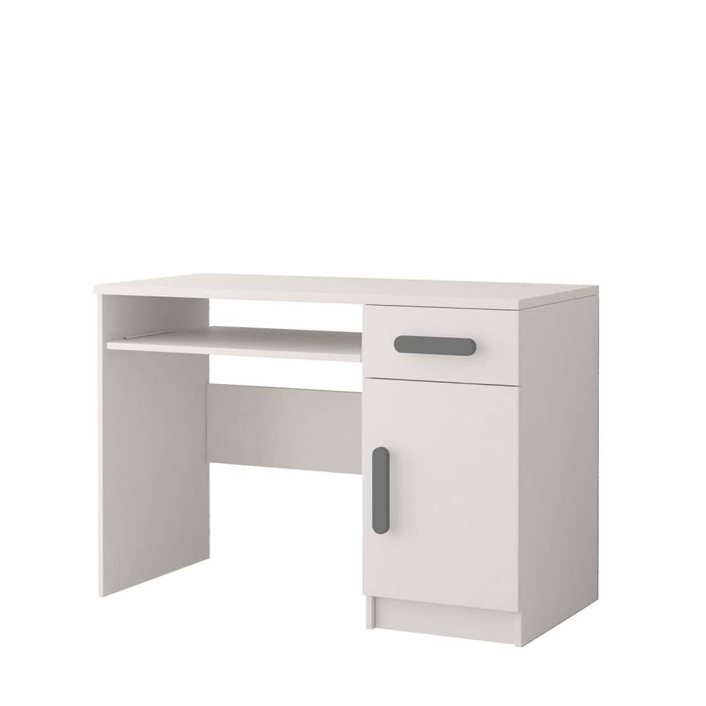 Smyk SM-08 Computer Desk - White Matt 110cm Grey