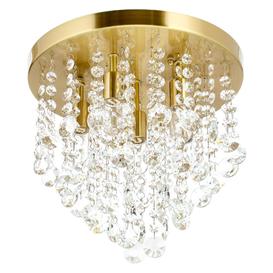 image-Turin 6 Light Semi Flush Circular Bathroom Ceiling Light - Satin Brass