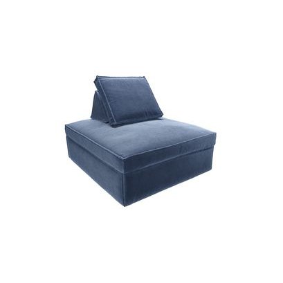Harry Large Pouffe with bolster cushion in Velvet Navy - sofa.com