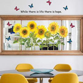 8 Big Sunflower wiht 8 Beautiful Butterfly Wall Sticker, LINYAPRY Removable Peel and Stick Garden Flower Wall Decals for Bedroom Living Room Baby Nursery, Kids Room,Sofa TV Wall Art Decor - Brand New