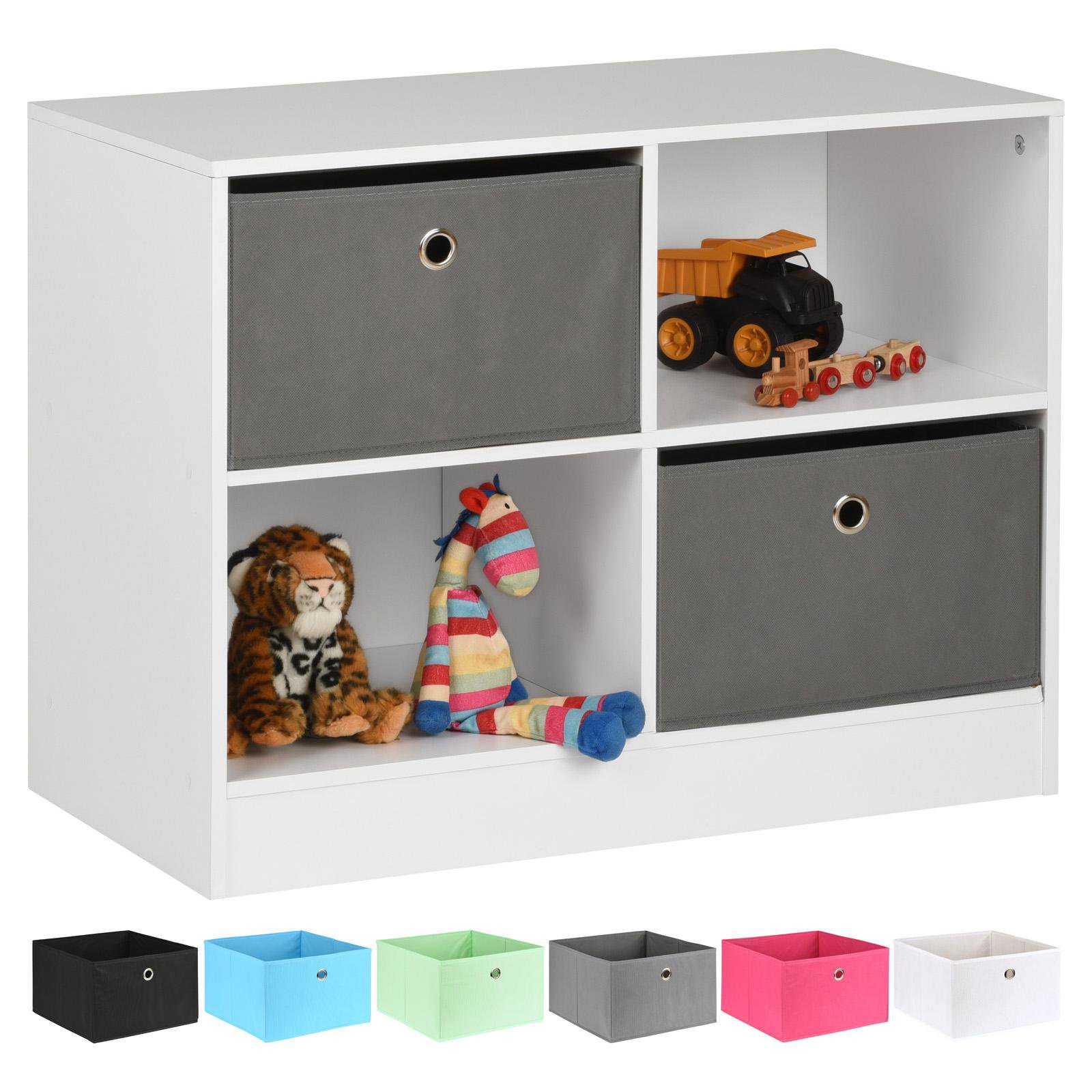Hartleys White 4 Cube Kids Storage Unit & 2 Easy Grasp Box Drawers - Grey