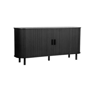 2 Door Fluted Sideboard Black, Oak – Fluted Oak, Japandi Rounded Design ...