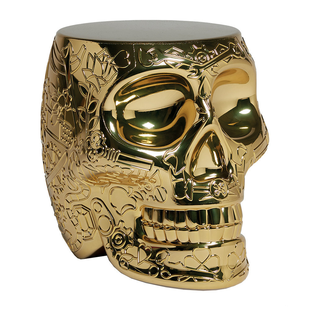 Qeeboo - Mexico Skull Stool/Side Table - Gold