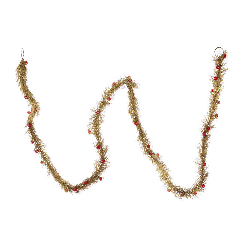 Designed by AMARA Christmas - Gold Tinsel Garland With Red Beads