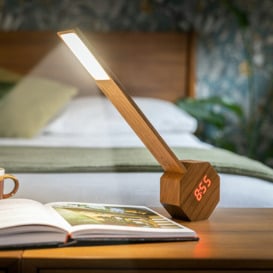 Gingko - Octagon Portable Alarm Clock & Desk Light - Natural Cherry Wood