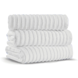 L'appartement - Terry Striped Towel - White - Hand Towel
